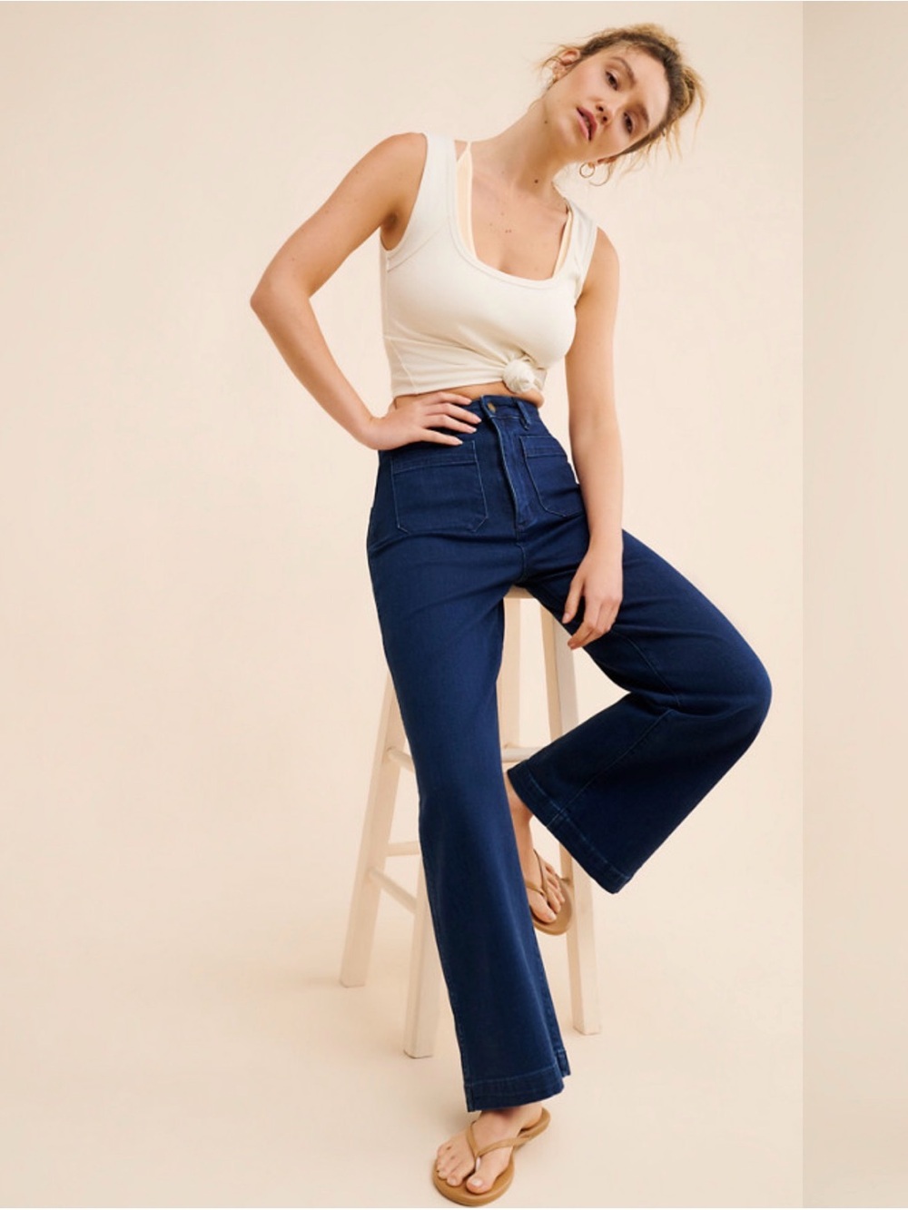 Rolla’s wide leg full length sailor jeans. High waisted. Dark denim wash.Size 28